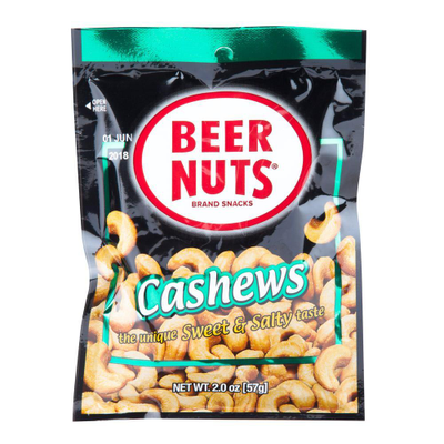 Product BEER NUTS CASHEWS 2 OZ