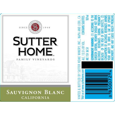 Product SUTTER HOME SAUVIGNON BLANC187ML