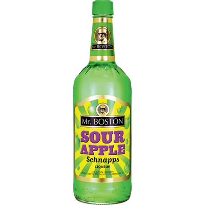 Product MR. BOSTON SOUR APPLE SCHNAPPS 1 L