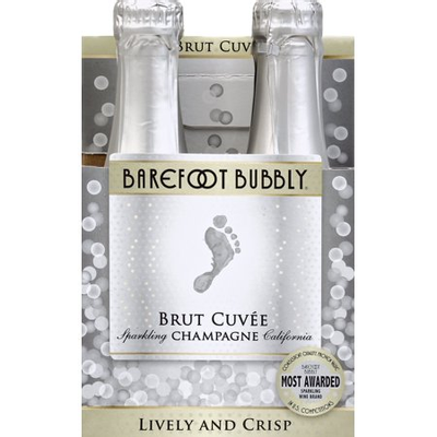 Product *** BAREFOOT BUBBLY BRUT CUVEE 4PK 187ML